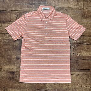 Criquet Polo Shirt Mens S Cotton Polyester Orange White Striped Golf Preppy